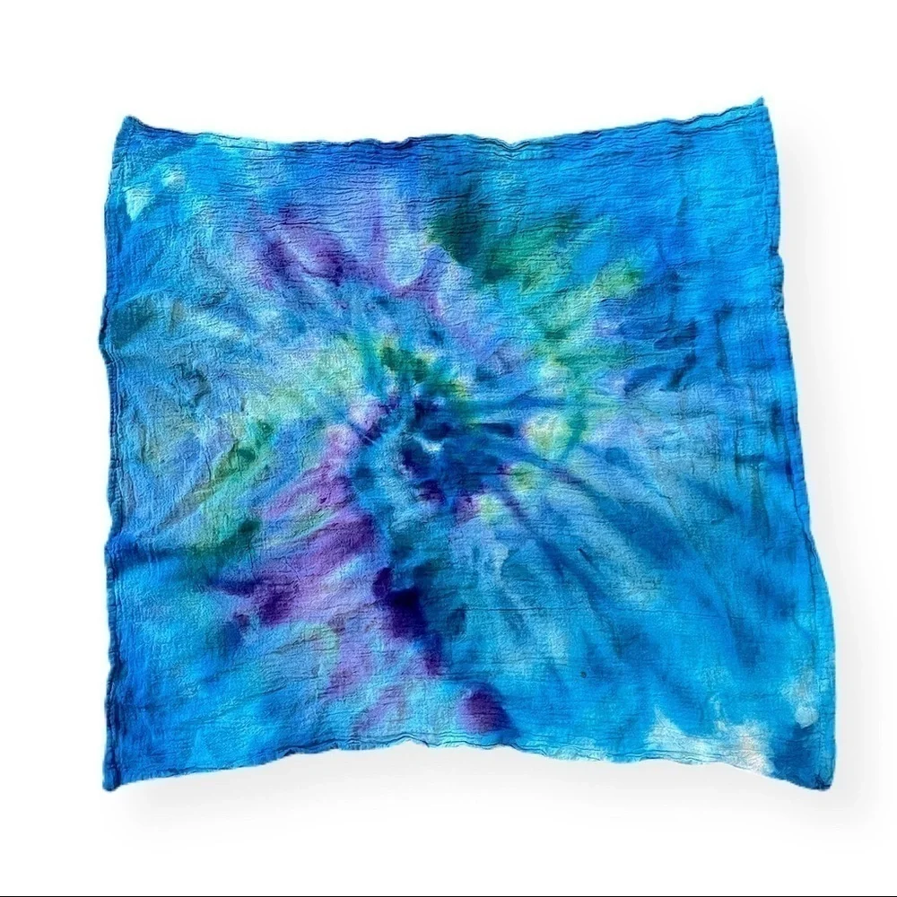 Tie dye kitchen towel flour sack towel purple blue spiral - 4 available